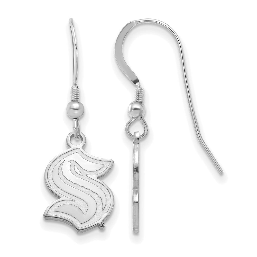 Sterling Silver NHL Seattle Kraken Small Dangle Earrings, Item E19132 by The Black Bow Jewelry Co.