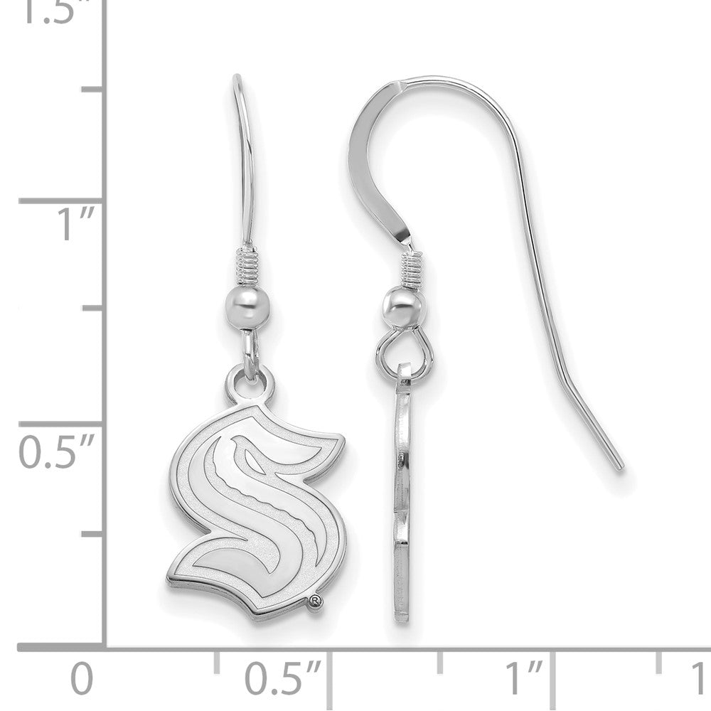 Alternate view of the Sterling Silver NHL Seattle Kraken Small Dangle Earrings by The Black Bow Jewelry Co.