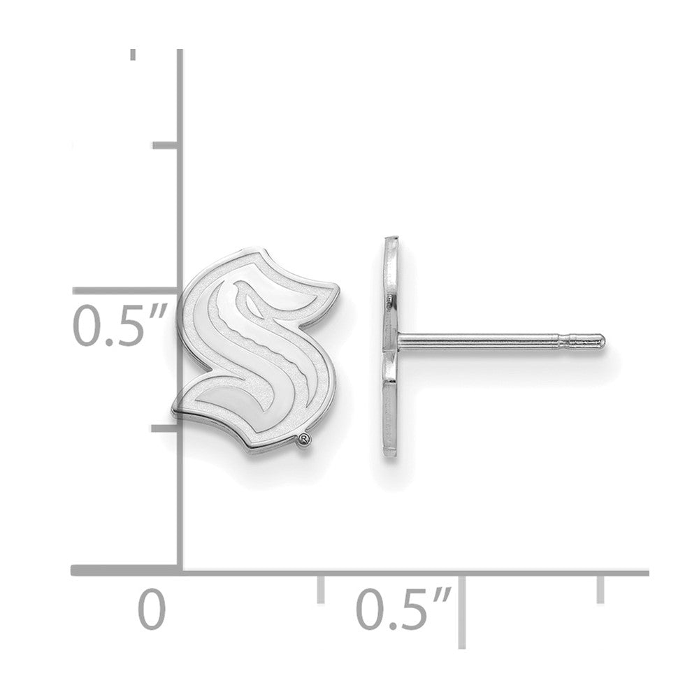 Alternate view of the Sterling Silver NHL Seattle Kraken XS (Tiny) Post Earrings by The Black Bow Jewelry Co.