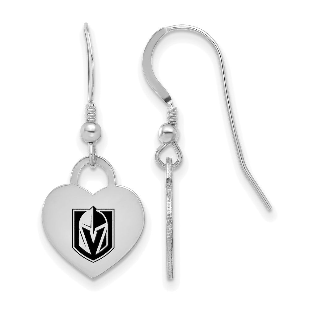 Sterling Silver NHL Vegas Golden Knights Enamel Dangle Earrings, Item E19145 by The Black Bow Jewelry Co.