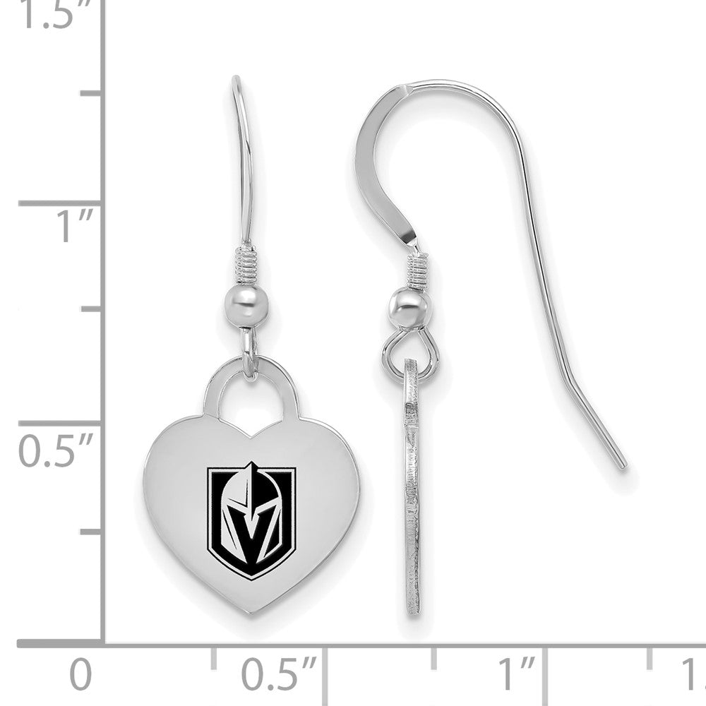 Alternate view of the Sterling Silver NHL Vegas Golden Knights Enamel Dangle Earrings by The Black Bow Jewelry Co.