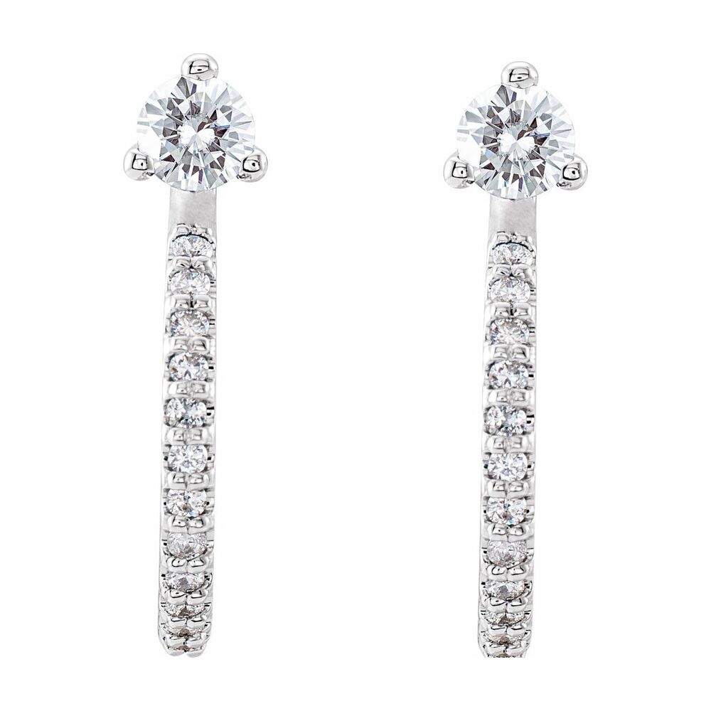 Alternate view of the 14K White Gold 1/3 CTW (I1, GH) Natural Diamond J Hoop Earrings, 14mm by The Black Bow Jewelry Co.