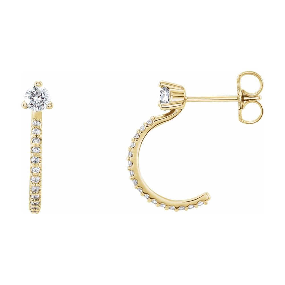 14K Yellow or White Gold 1/3 CTW Natural Diamond J Hoop Earrings, 14mm