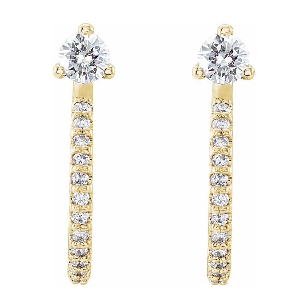 Alternate view of the 14K Yellow Gold 1/3 CTW (I1, GH) Natural Diamond J Hoop Earrings, 14mm by The Black Bow Jewelry Co.