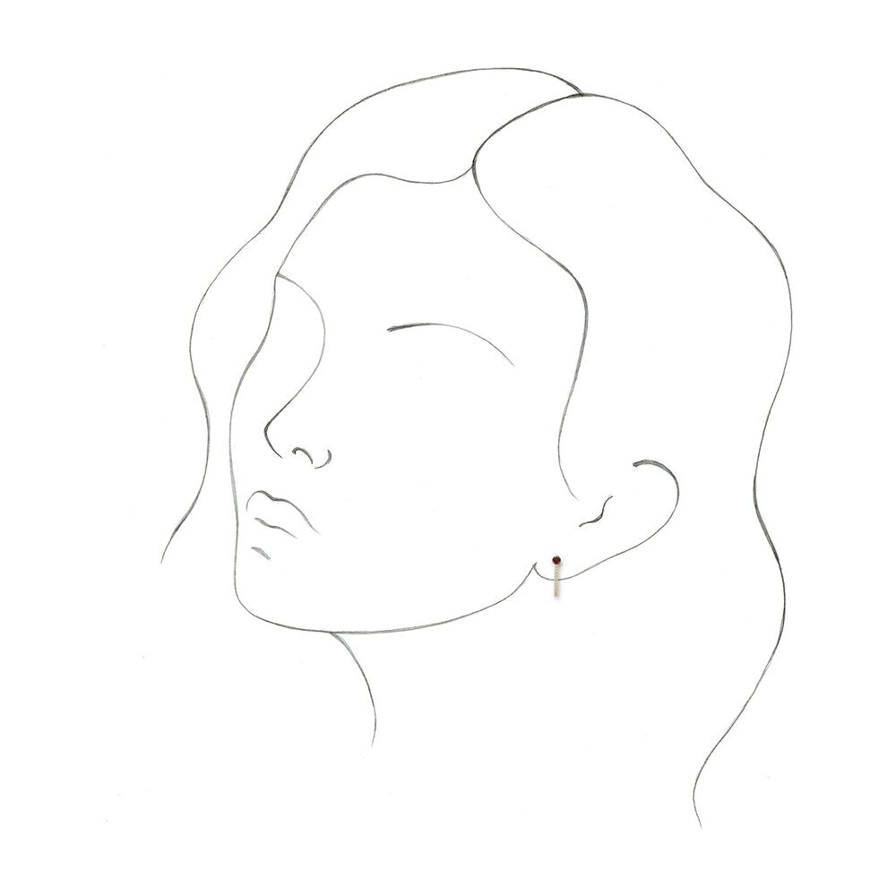 Alternate view of the 14K Yellow Gold Garnet & 1/8 CTW (I1, GH) Diamond J Hoop Earrings 14mm by The Black Bow Jewelry Co.