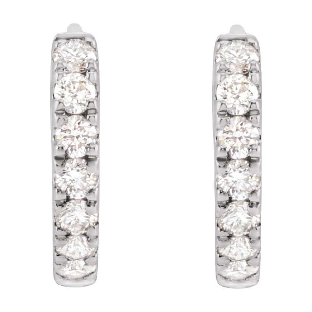 Alternate view of the 14K White Gold Lab Grown Diamond (SI1-SI2, G-H) Hinged Hoop Earrings by The Black Bow Jewelry Co.