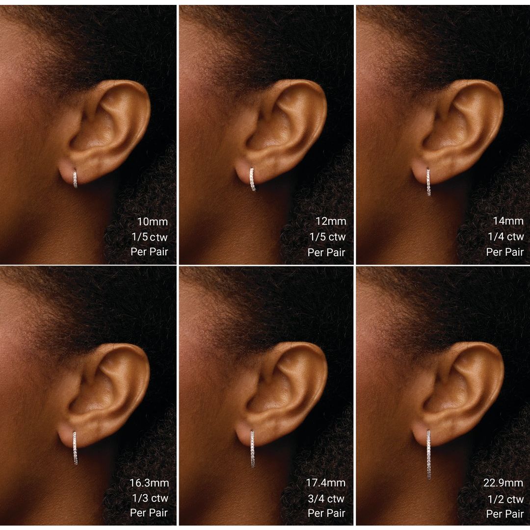 Alternate view of the 14K White Gold Lab Grown Diamond (SI1-SI2, G-H) Hinged Hoop Earrings by The Black Bow Jewelry Co.