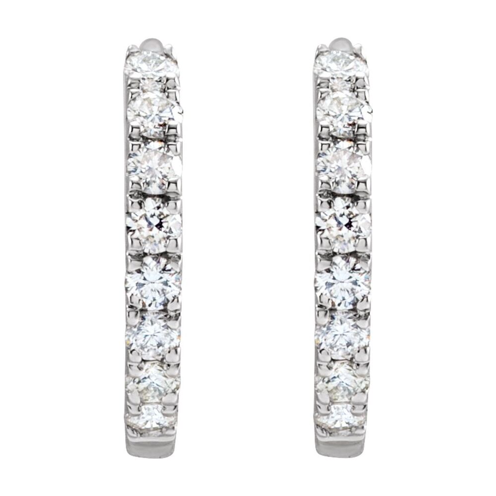Alternate view of the 14K White Gold 1/5 CTW Lab Grown Diamond 12mm Hinged Hoop Earrings by The Black Bow Jewelry Co.