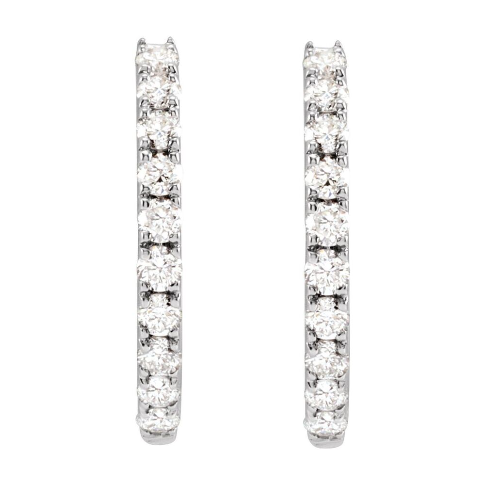 Alternate view of the 14K White Gold 1/4 CTW Lab Grown Diamond 14mm Hinged Hoop Earrings by The Black Bow Jewelry Co.