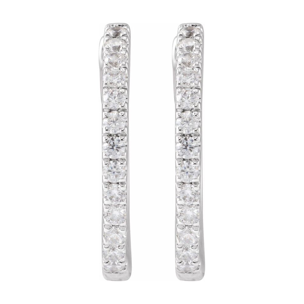 Alternate view of the 14K White Gold 1/3 CTW Lab Grown Diamond 16.3mm Hinged Hoop Earrings by The Black Bow Jewelry Co.