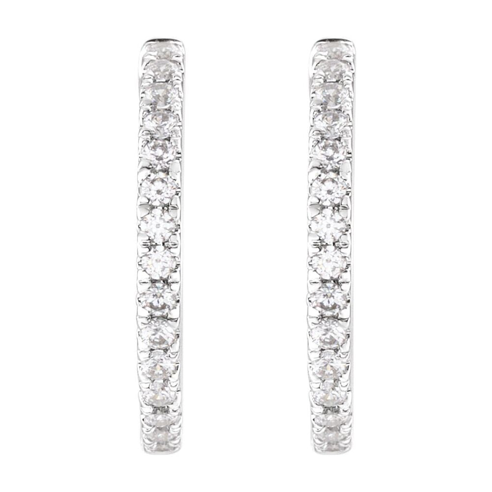 Alternate view of the 14K White Gold 3/8 CTW Lab Grown Diamond 17.4mm Hinged Hoop Earrings by The Black Bow Jewelry Co.