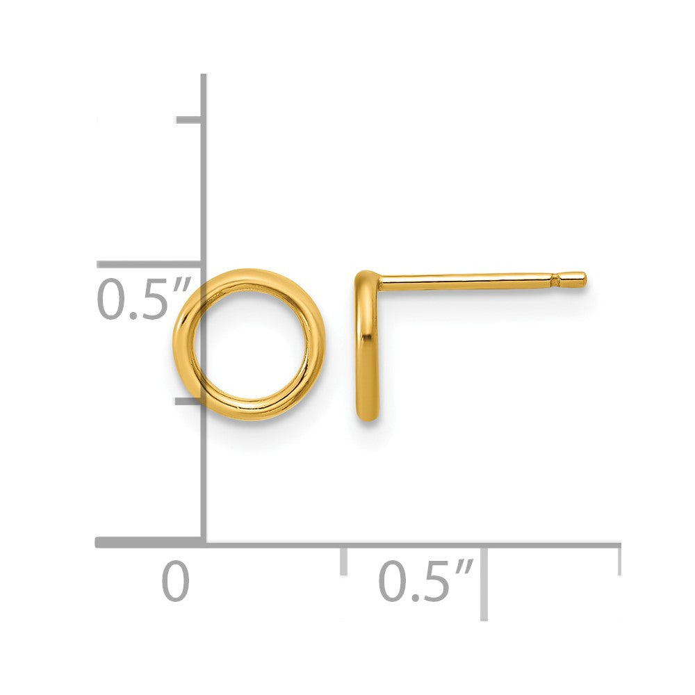 Alternate view of the 1/20 14K Gold Filled Open Circle Post Earrings, 1 x 7mm by The Black Bow Jewelry Co.