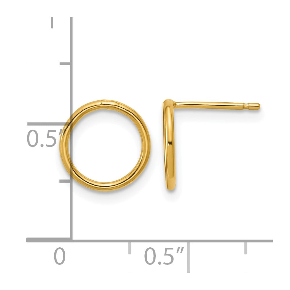 Alternate view of the 1/20 14K Gold Filled Open Circle Post Earrings, 1 x 10mm by The Black Bow Jewelry Co.