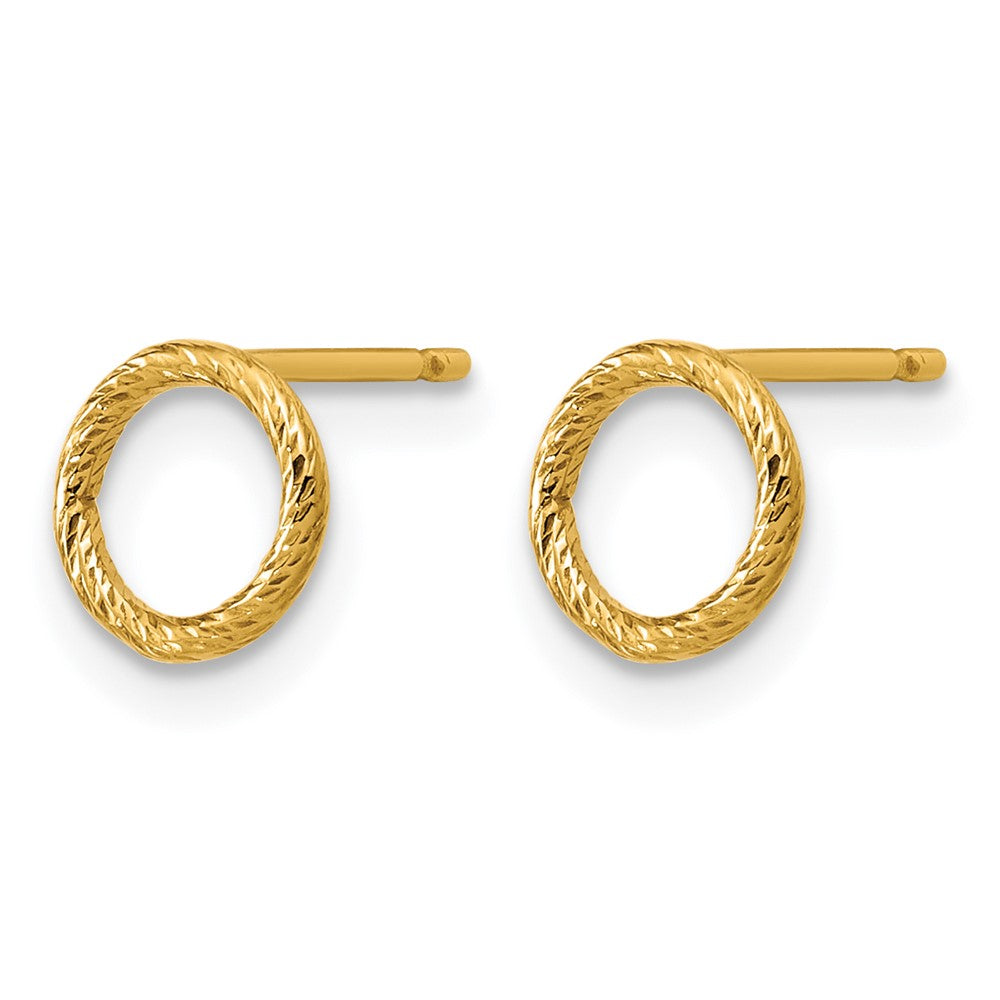 Alternate view of the 1/20 14K Gold Filled Diamond Cut Open Circle Post Earrings, 1 x 7mm by The Black Bow Jewelry Co.