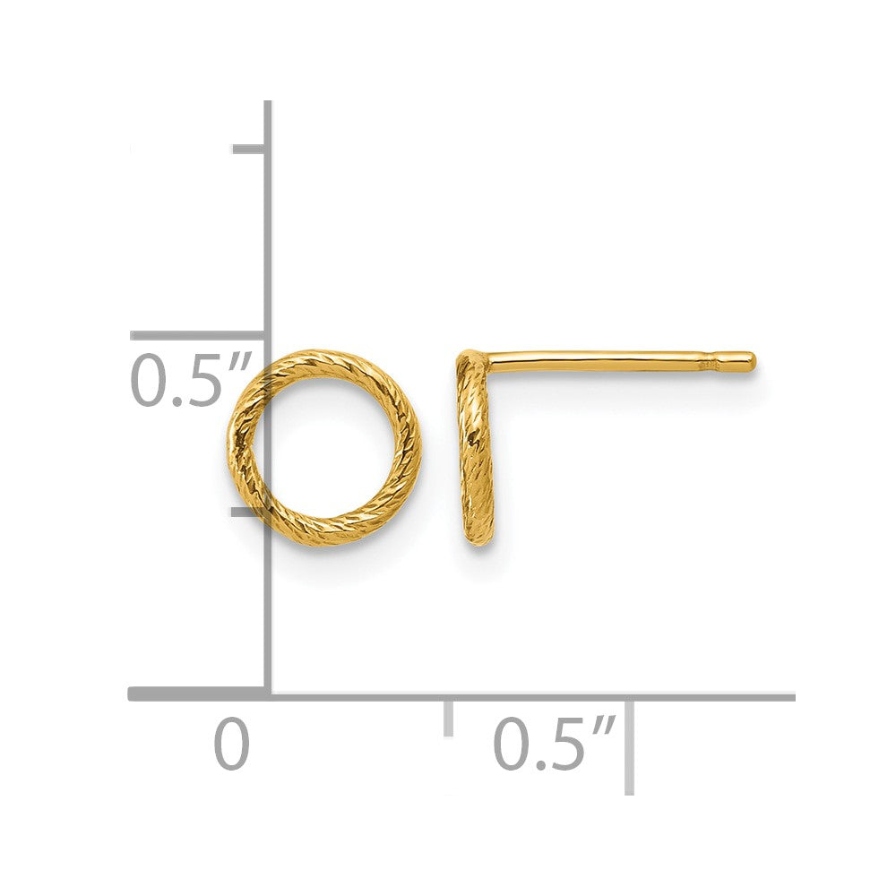 Alternate view of the 1/20 14K Gold Filled Diamond Cut Open Circle Post Earrings, 1 x 7mm by The Black Bow Jewelry Co.
