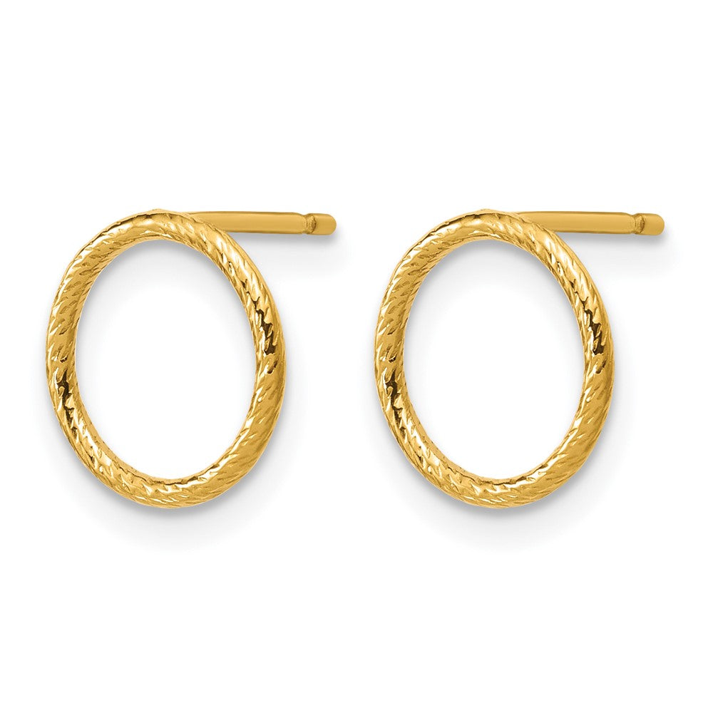 Alternate view of the 1/20 14K Gold Filled Diamond Cut Open Circle Post Earrings, 1 x 10mm by The Black Bow Jewelry Co.