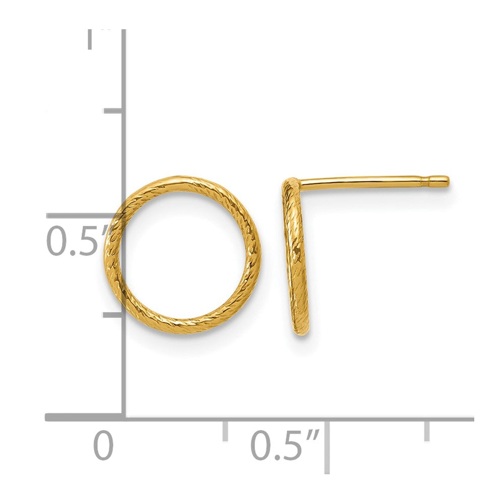 Alternate view of the 1/20 14K Gold Filled Diamond Cut Open Circle Post Earrings, 1 x 10mm by The Black Bow Jewelry Co.