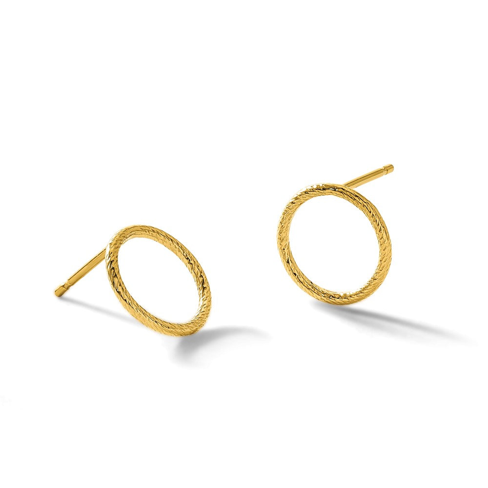 Alternate view of the 1/20 14K Gold Filled Diamond Cut Open Circle Post Earrings, 1 x 10mm by The Black Bow Jewelry Co.