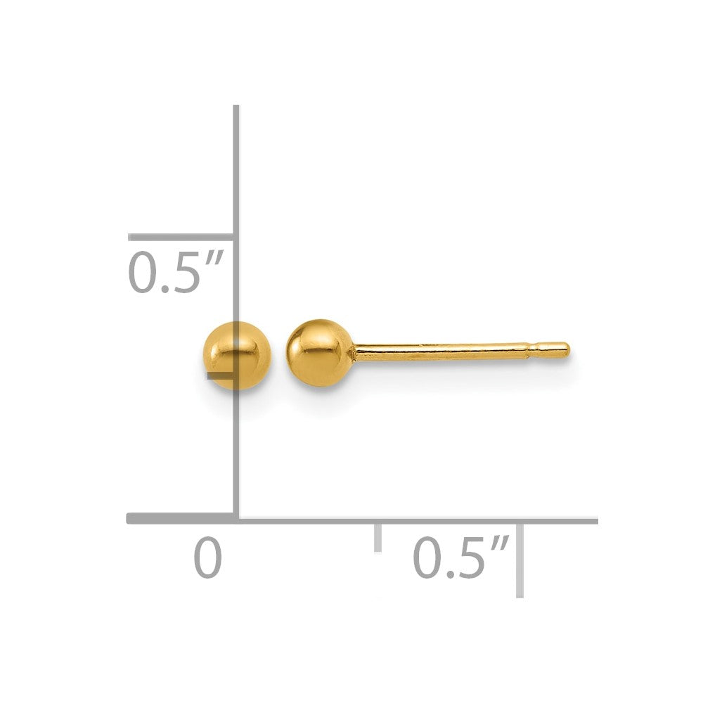 Alternate view of the 1/20 14K Gold Filled Polished Hollow Ball Post Earrings, 3mm by The Black Bow Jewelry Co.
