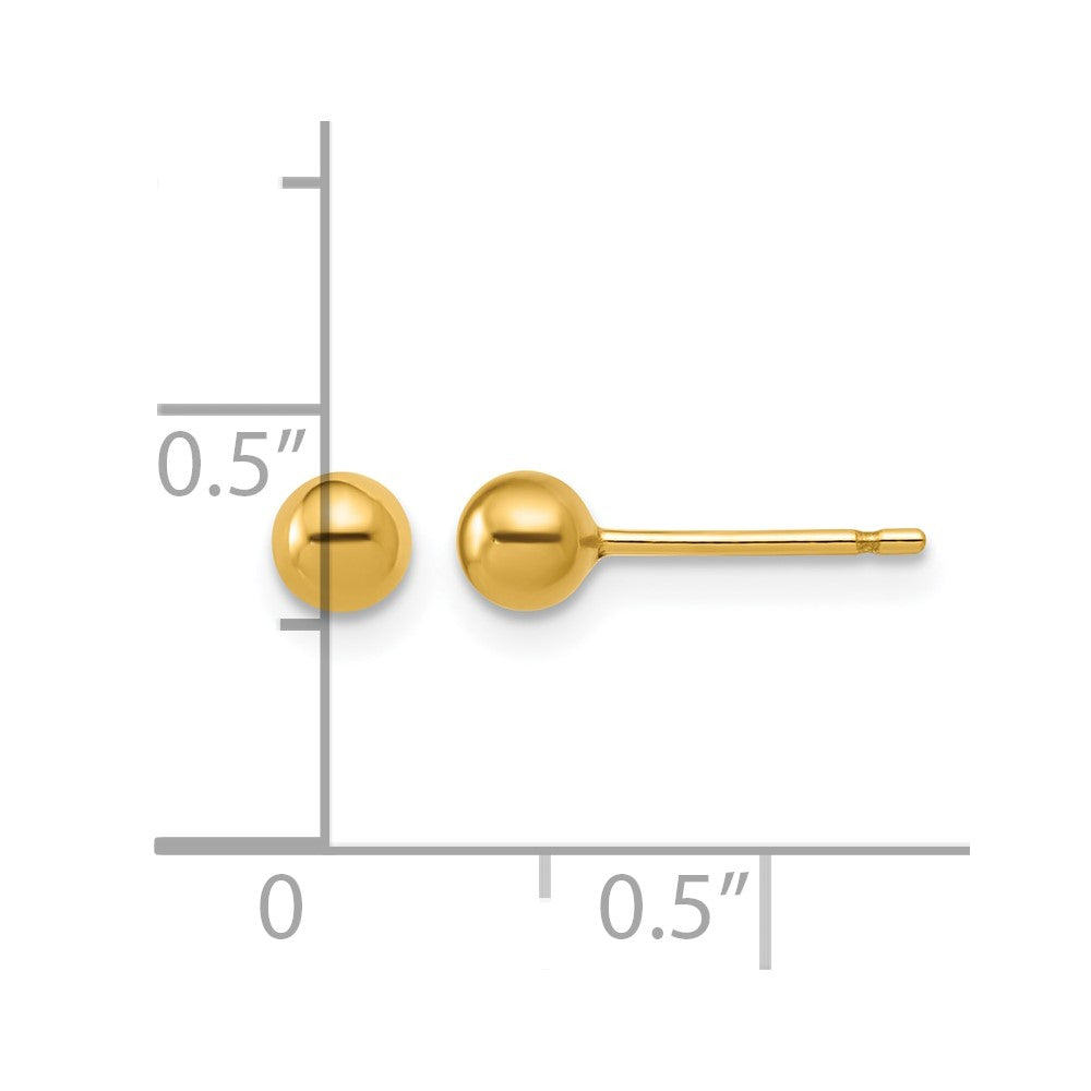 Alternate view of the 1/20 14K Gold Filled Polished Hollow Ball Post Earrings, 4mm by The Black Bow Jewelry Co.