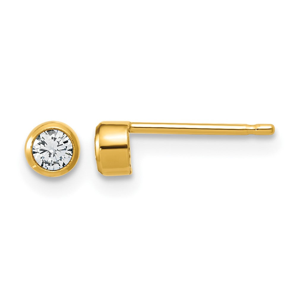 1/20 14K Gold Filled 3.5mm to 5.6mm Cubic Zirconia Bezel Post Earrings, Item E19158 by The Black Bow Jewelry Co.