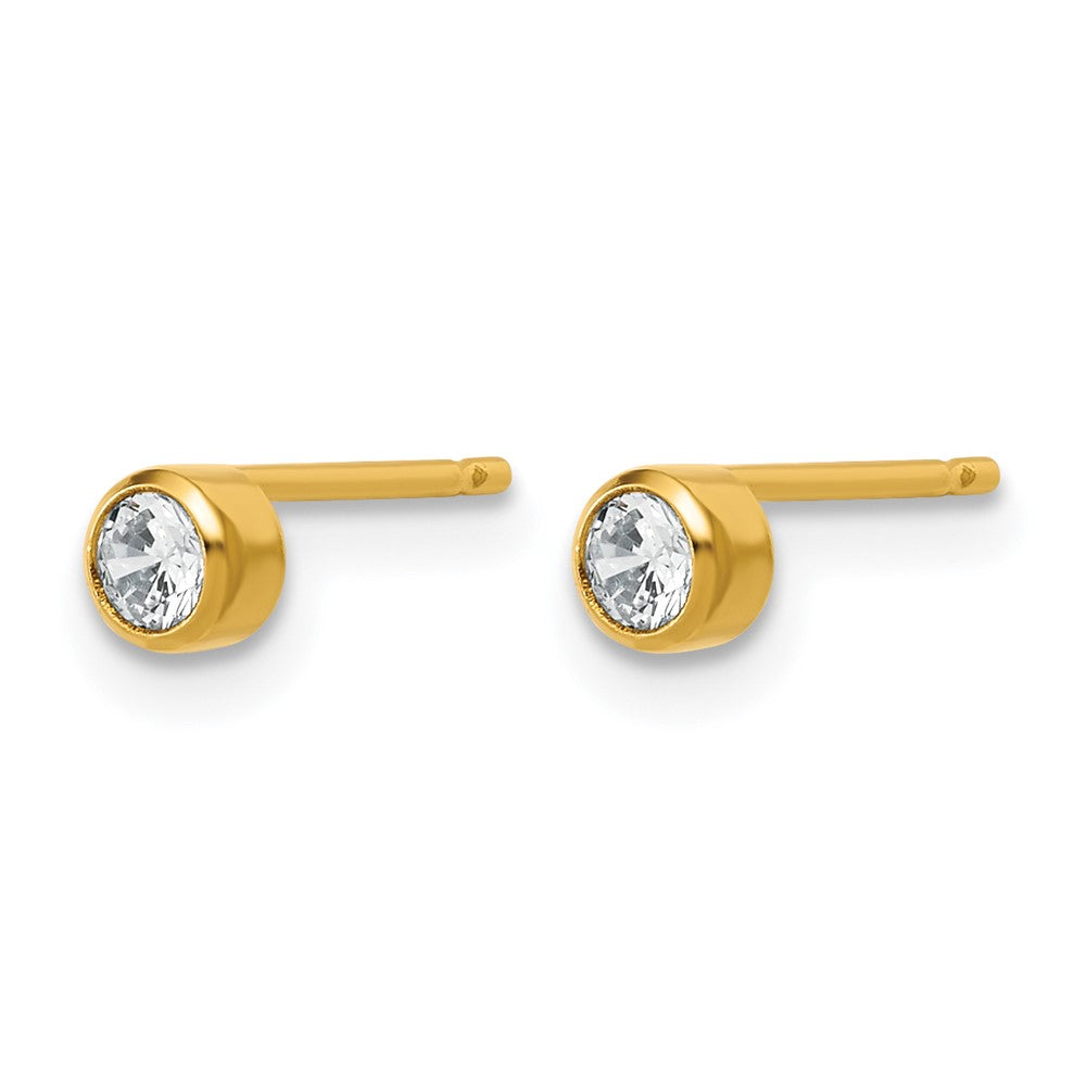 Alternate view of the 1/20 14K Gold Filled 3.5mm to 5.6mm Cubic Zirconia Bezel Post Earrings by The Black Bow Jewelry Co.