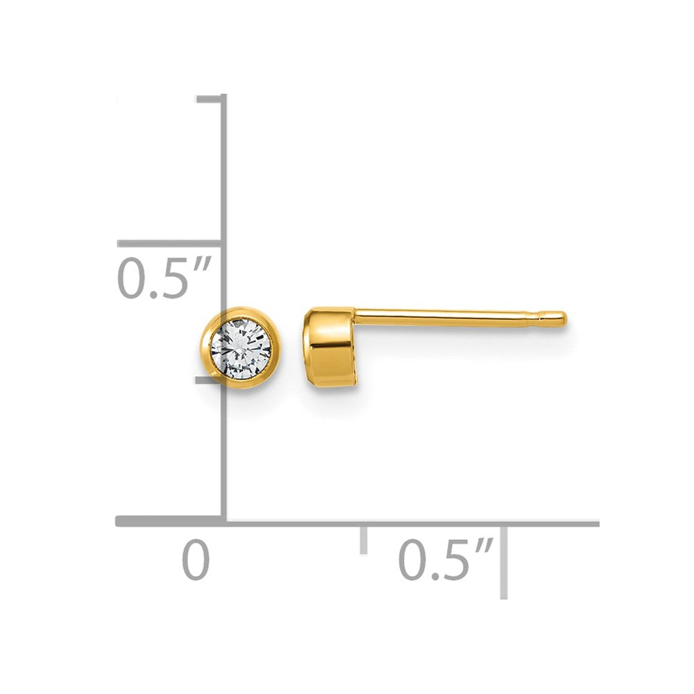 Alternate view of the 1/20 14K Gold Filled 3.5mm to 5.6mm Cubic Zirconia Bezel Post Earrings by The Black Bow Jewelry Co.
