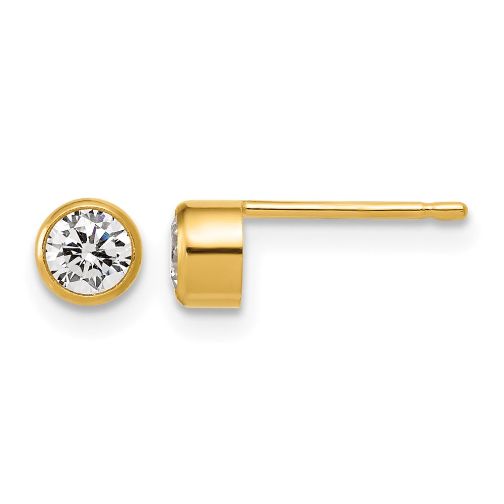 1/20 14K Gold Filled 4.5mm Cubic Zirconia Bezel Post Earrings, Item E19158-045 by The Black Bow Jewelry Co.