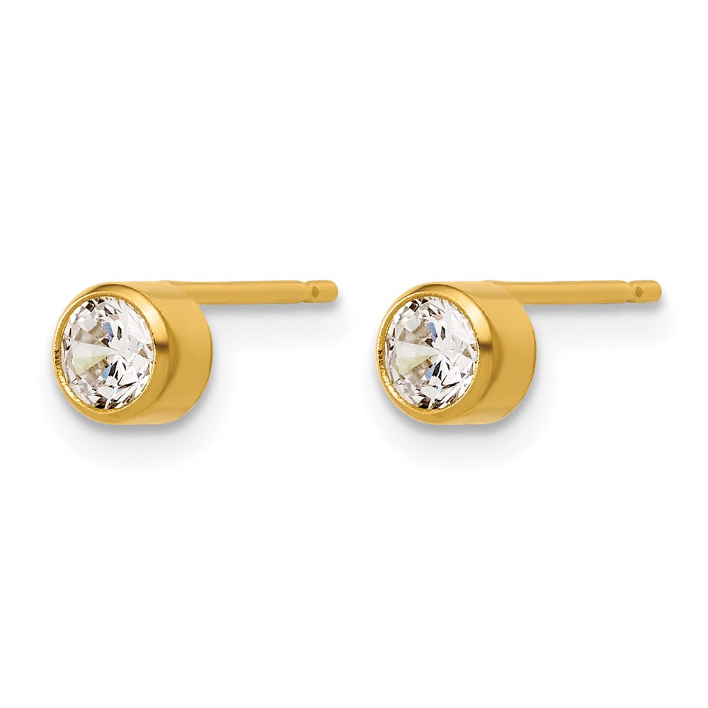 Alternate view of the 1/20 14K Gold Filled 4.5mm Cubic Zirconia Bezel Post Earrings by The Black Bow Jewelry Co.