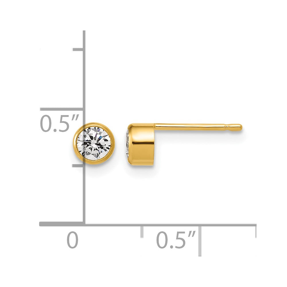 Alternate view of the 1/20 14K Gold Filled 4.5mm Cubic Zirconia Bezel Post Earrings by The Black Bow Jewelry Co.