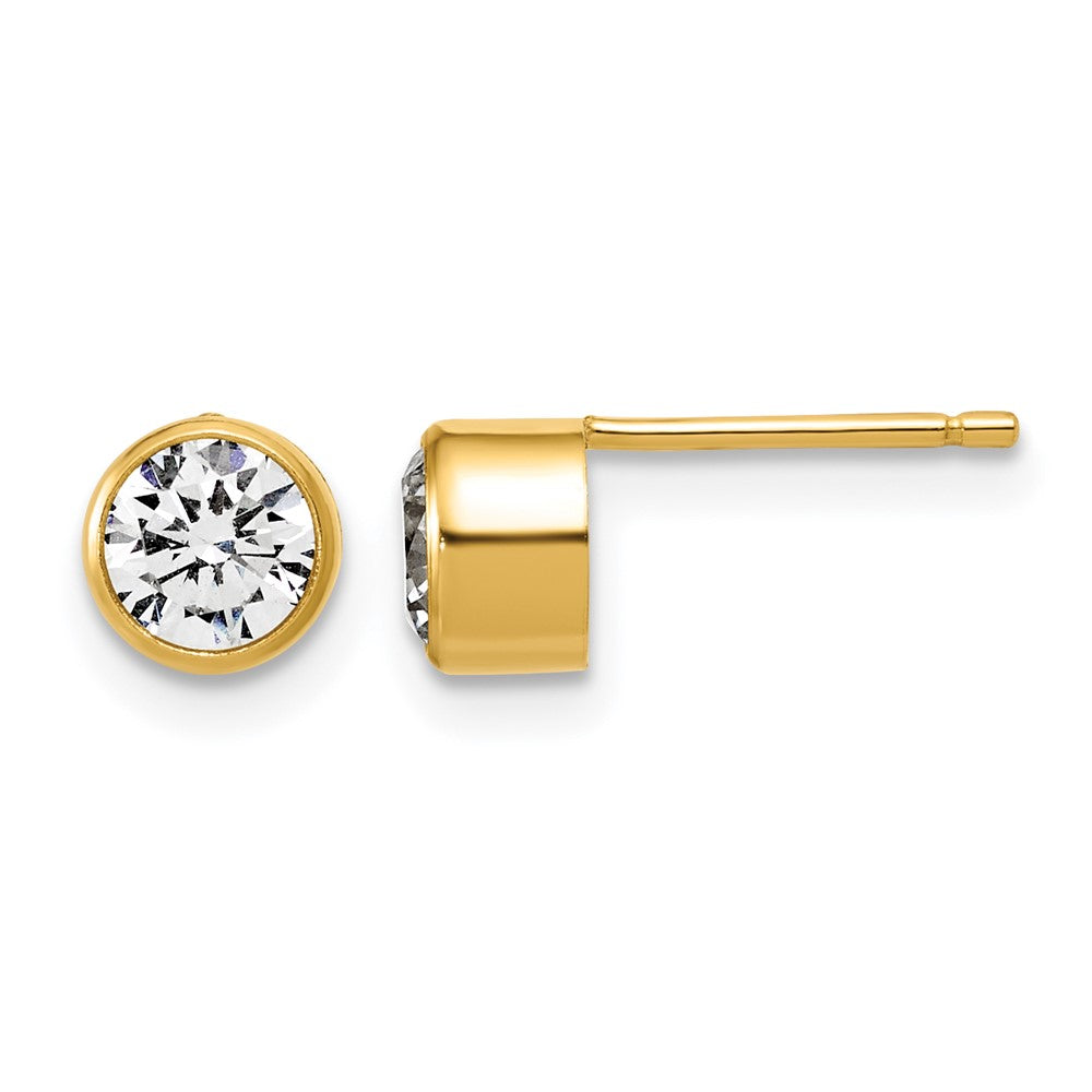 1/20 14K Gold Filled 5.6mm Cubic Zirconia Bezel Post Earrings, Item E19158-056 by The Black Bow Jewelry Co.