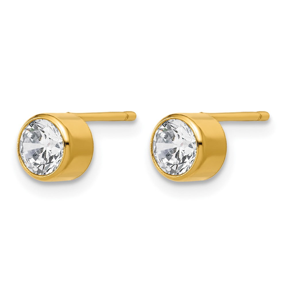 Alternate view of the 1/20 14K Gold Filled 5.6mm Cubic Zirconia Bezel Post Earrings by The Black Bow Jewelry Co.