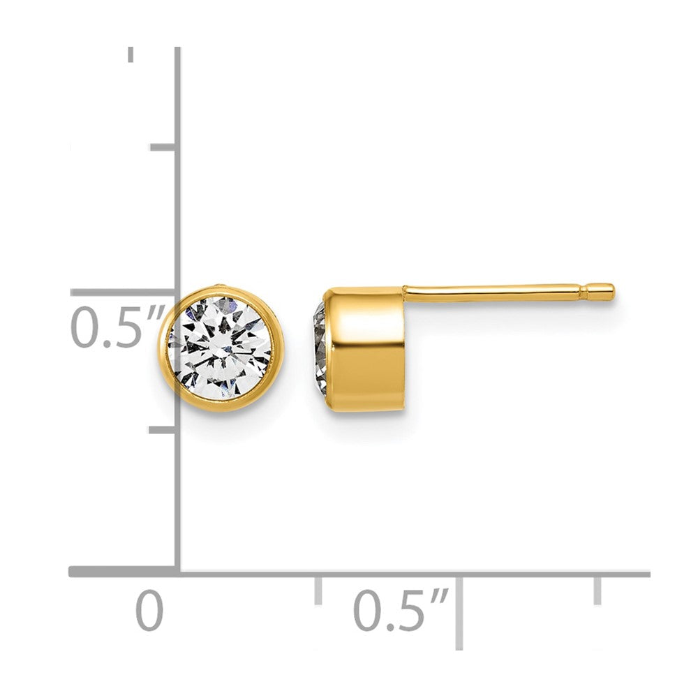 Alternate view of the 1/20 14K Gold Filled 5.6mm Cubic Zirconia Bezel Post Earrings by The Black Bow Jewelry Co.