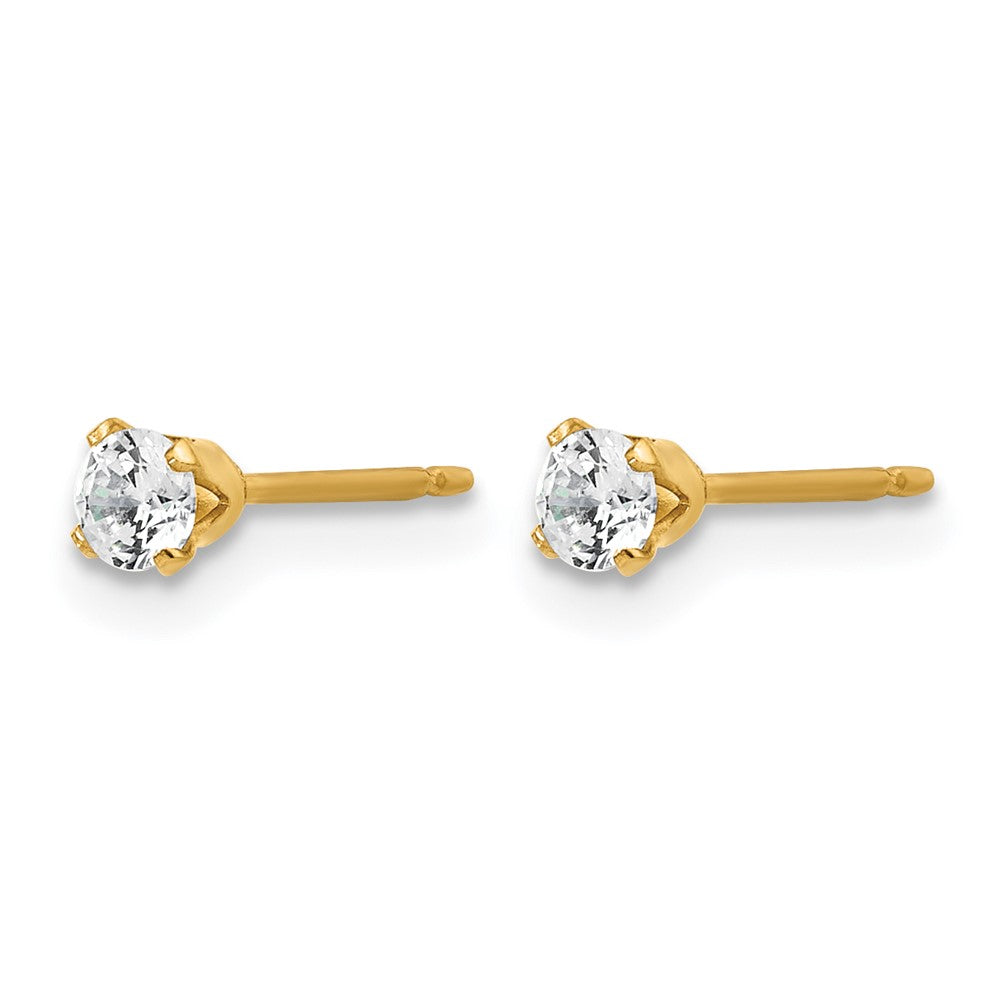 Alternate view of the 1/20 14K Gold Filled 3mm Cubic Zirconia Stud Post Earrings by The Black Bow Jewelry Co.