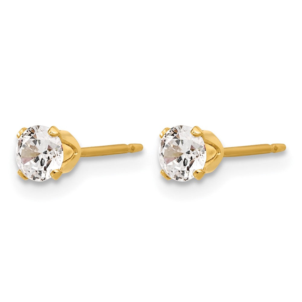 Alternate view of the 1/20 14K Gold Filled 4mm Cubic Zirconia Stud Post Earrings by The Black Bow Jewelry Co.