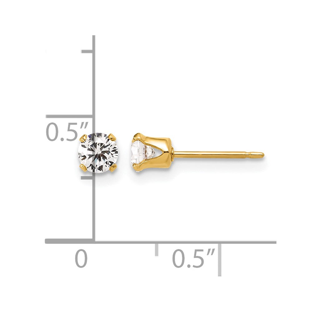 Alternate view of the 1/20 14K Gold Filled 4mm Cubic Zirconia Stud Post Earrings by The Black Bow Jewelry Co.