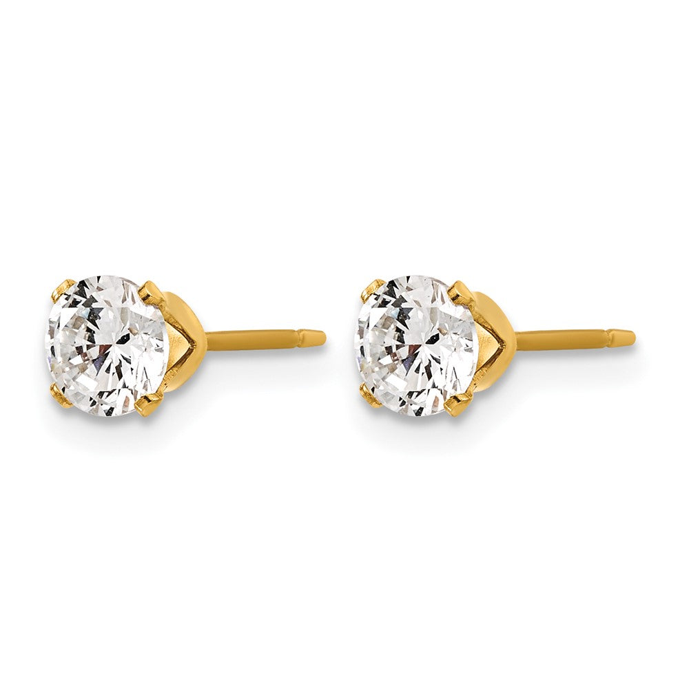 Alternate view of the 1/20 14K Gold Filled 5mm Cubic Zirconia Stud Post Earrings by The Black Bow Jewelry Co.