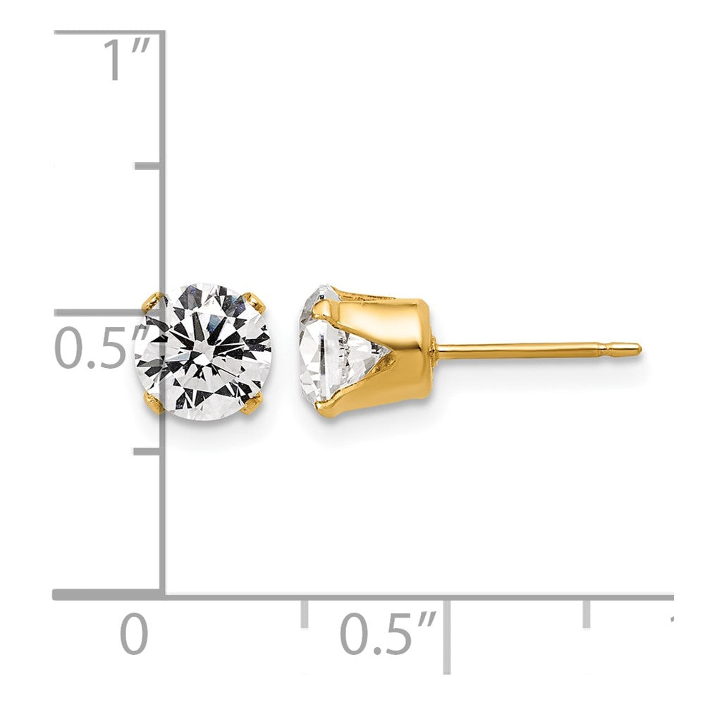 Alternate view of the 1/20 14K Gold Filled 6mm Cubic Zirconia Stud Post Earrings by The Black Bow Jewelry Co.