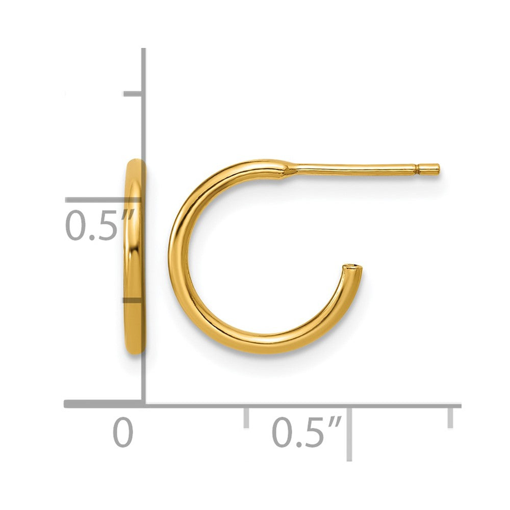 Alternate view of the 1/20 14K Gold Filled 1.3mm Solid C-Hoop Earrings by The Black Bow Jewelry Co.