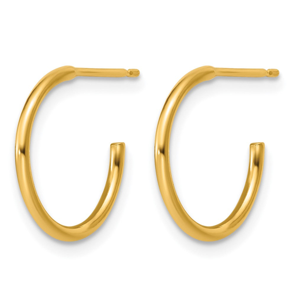 Alternate view of the 1/20 14K Gold Filled 1.3mm x 15mm Solid C-Hoop Earrings by The Black Bow Jewelry Co.