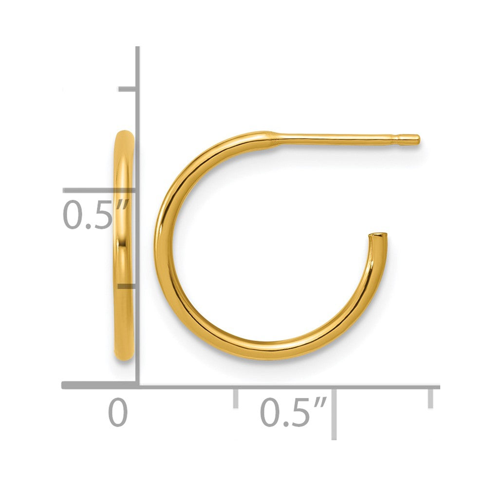 Alternate view of the 1/20 14K Gold Filled 1.3mm x 15mm Solid C-Hoop Earrings by The Black Bow Jewelry Co.