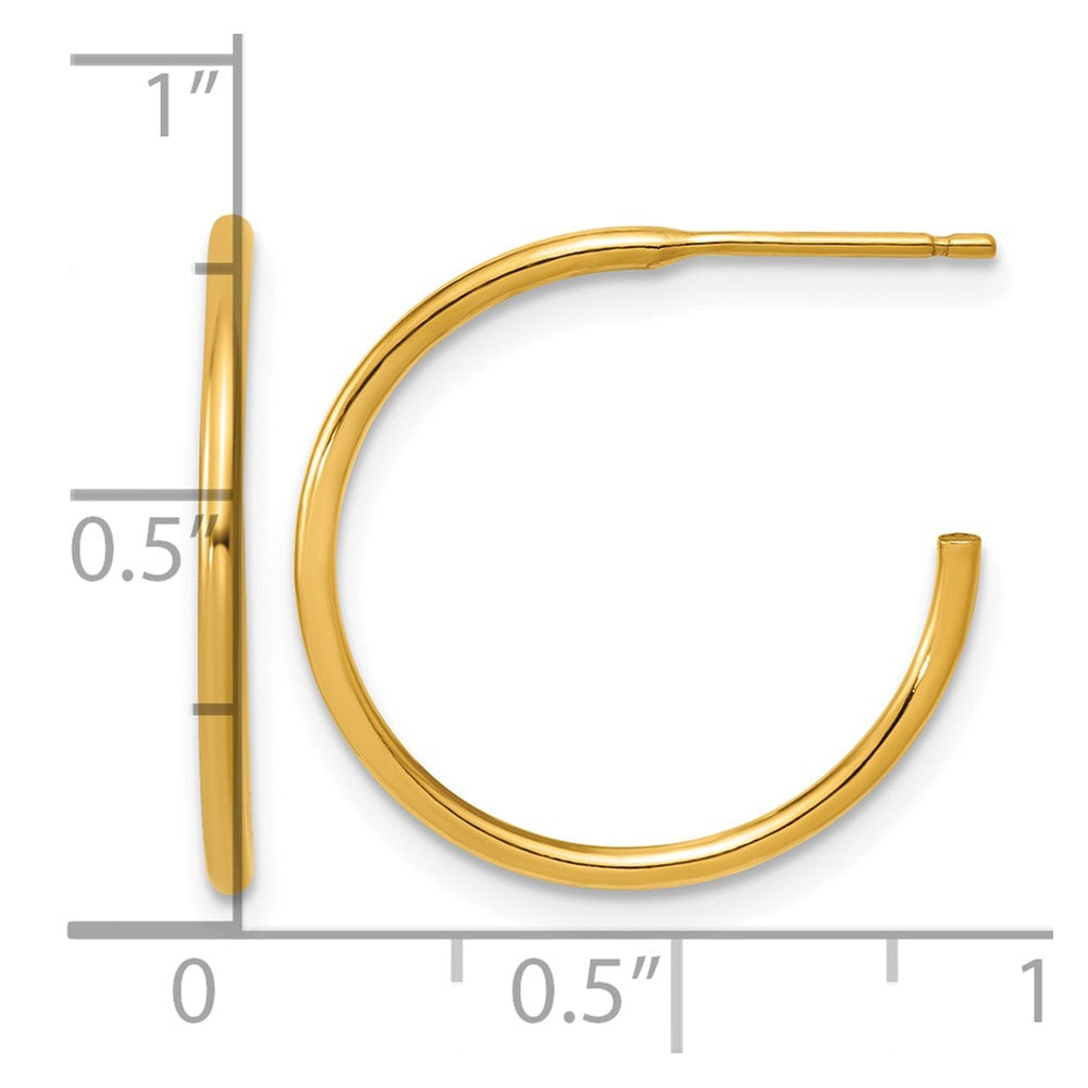 Alternate view of the 1/20 14K Gold Filled 1.3mm x 20mm Solid C-Hoop Earrings by The Black Bow Jewelry Co.