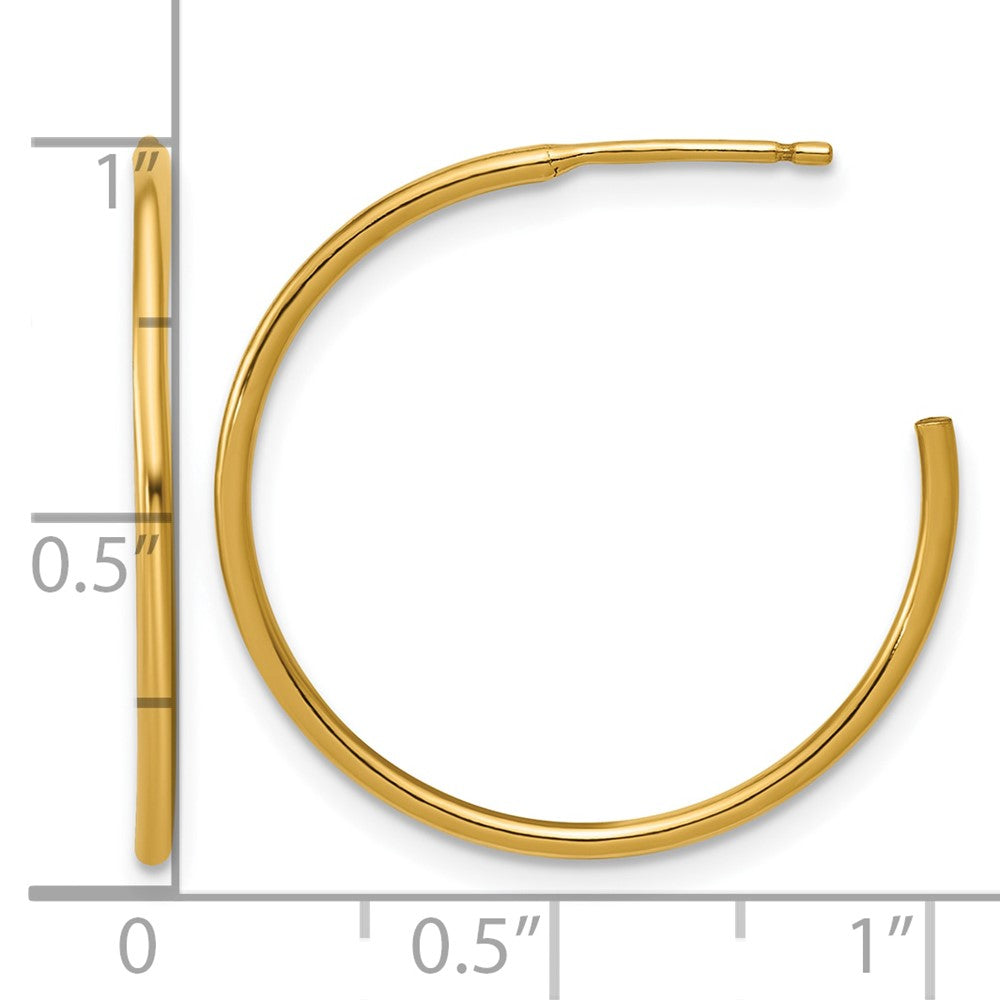Alternate view of the 1/20 14K Gold Filled 1.3mm x 25mm Solid C-Hoop Earrings by The Black Bow Jewelry Co.