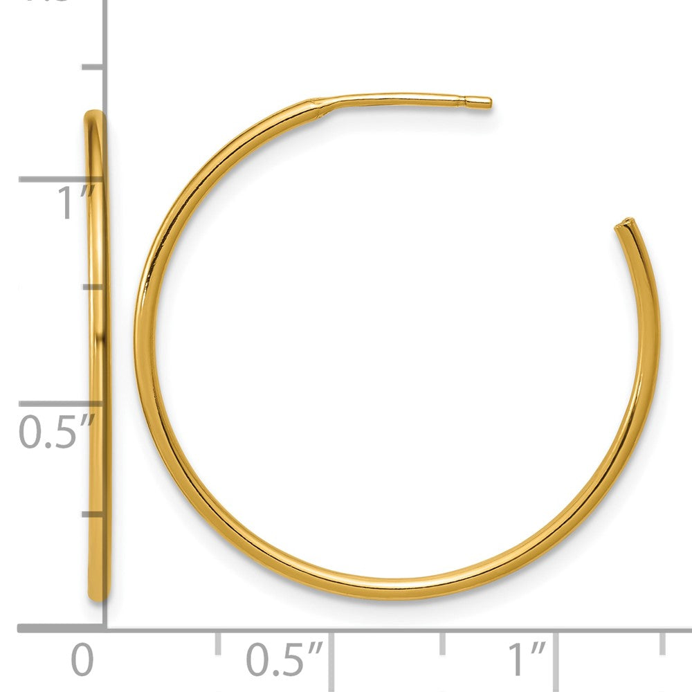 Alternate view of the 1/20 14K Gold Filled 1.3mm x 30mm Solid C-Hoop Earrings by The Black Bow Jewelry Co.