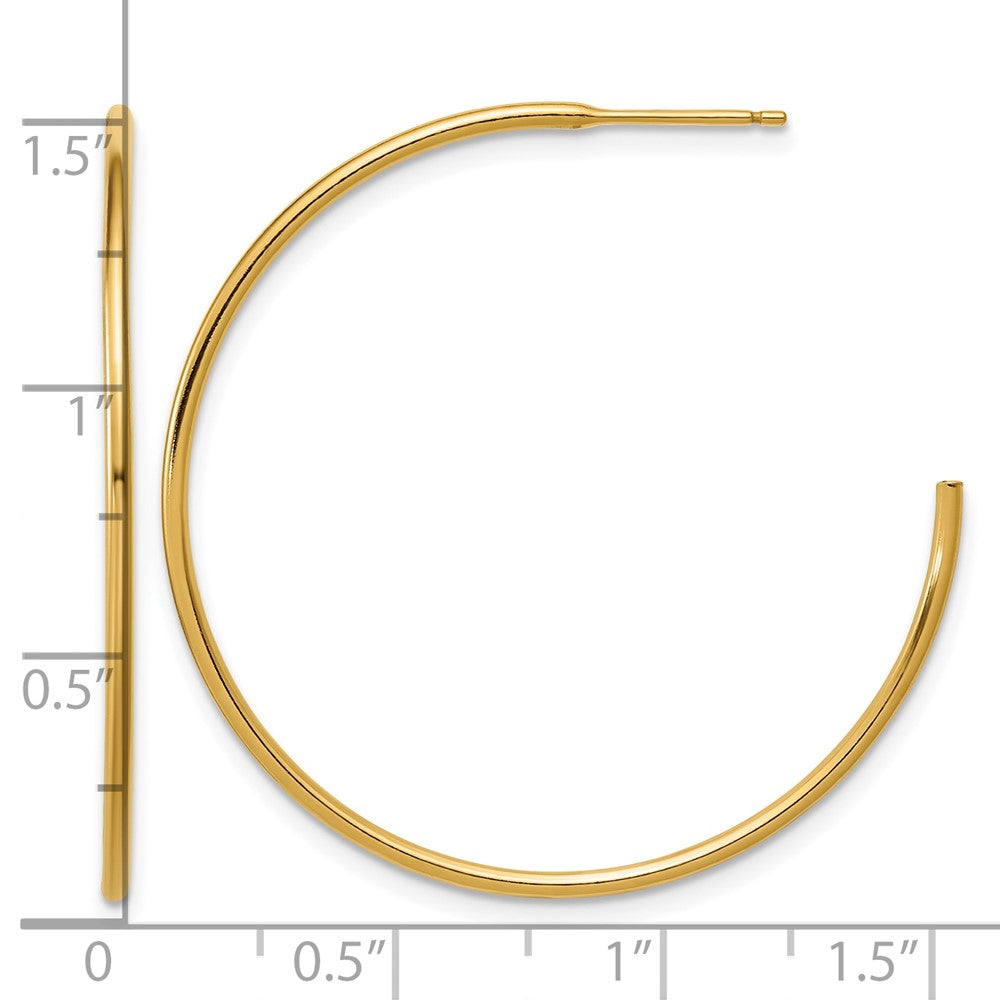 Alternate view of the 1/20 14K Gold Filled 1.3mm x 38mm Solid C-Hoop Earrings by The Black Bow Jewelry Co.