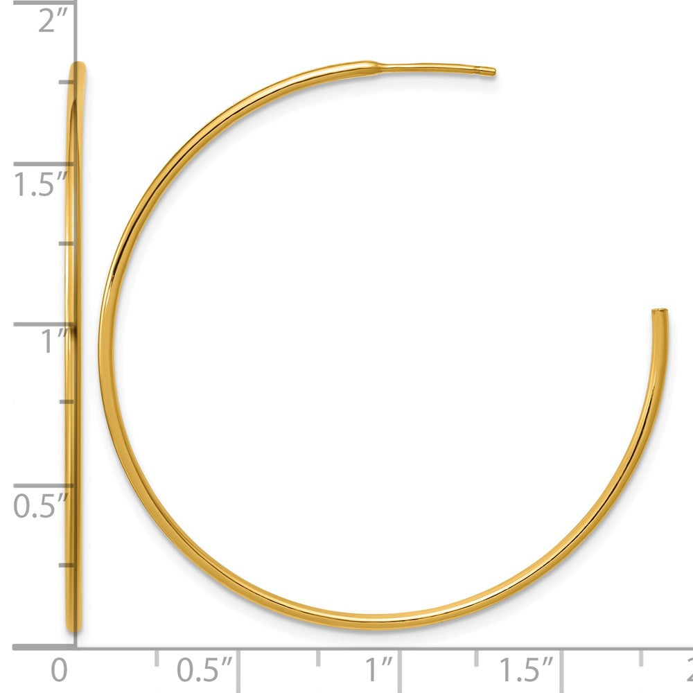 Alternate view of the 1/20 14K Gold Filled 1.3mm x 45mm Solid C-Hoop Earrings by The Black Bow Jewelry Co.
