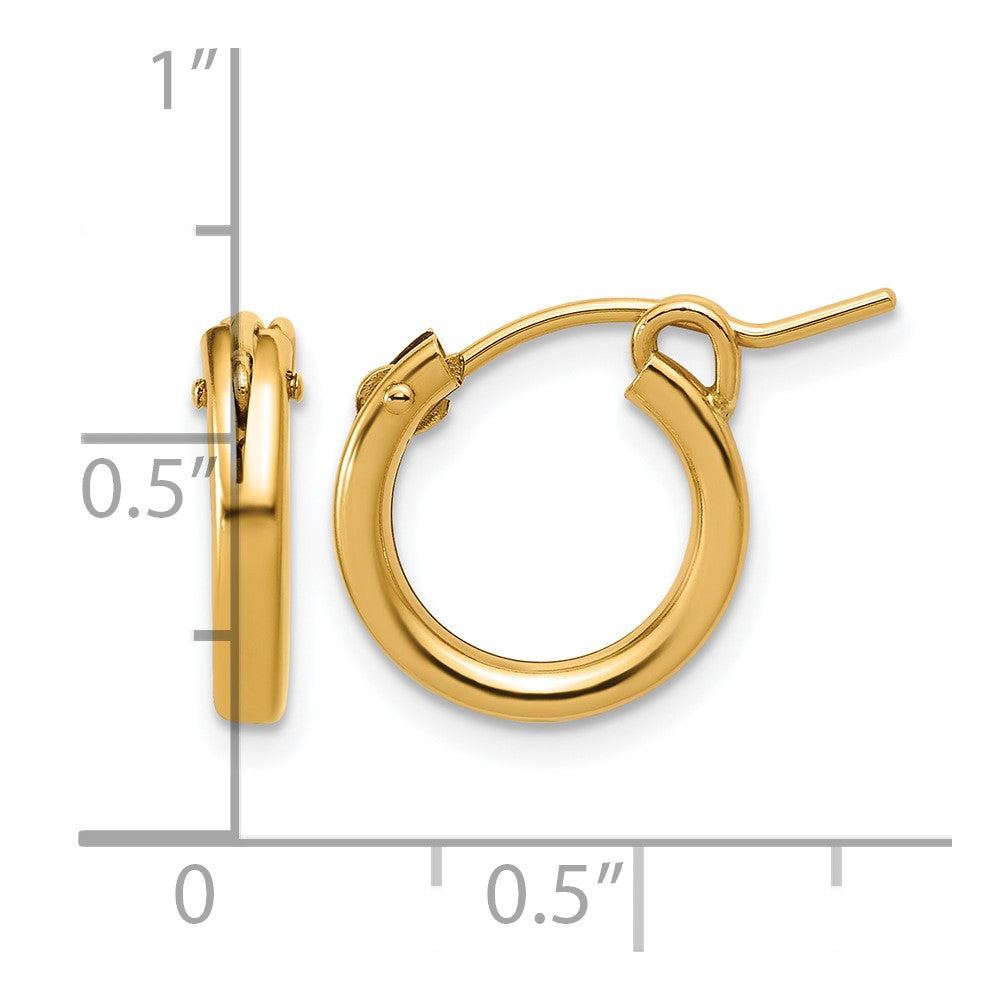 Alternate view of the 1/20 14K Gold Filled Round Hollow Hoop Earrings, 2.3 x 13mm (1/2 Inch) by The Black Bow Jewelry Co.