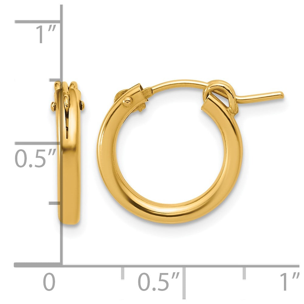 Alternate view of the 1/20 14K Gold Filled Round Hollow Hoop Earrings, 2.3 x 15mm (9/16 In) by The Black Bow Jewelry Co.