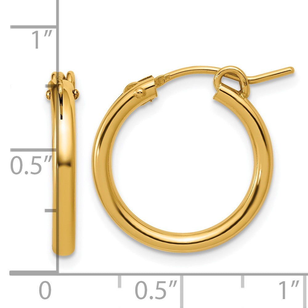 Alternate view of the 1/20 14K Gold Filled Round Hollow Hoop Earrings, 2.3 x 19mm (3/4 Inch) by The Black Bow Jewelry Co.