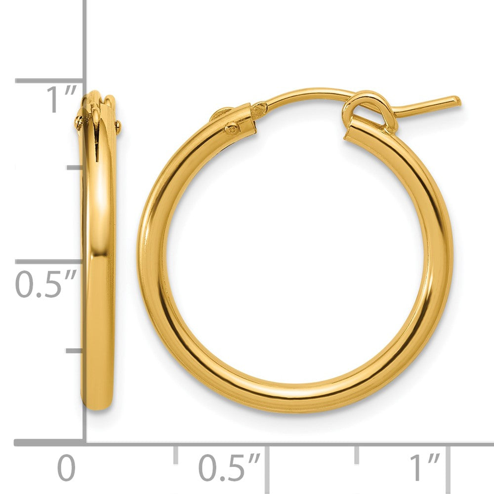 Alternate view of the 1/20 14K Gold Filled Round Hollow Hoop Earrings, 2.3 x 22mm (7/8 Inch) by The Black Bow Jewelry Co.